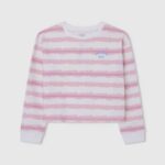 Rosa suave suéter con rayas desteñidas Pepe Jeans 06X41409 chica
