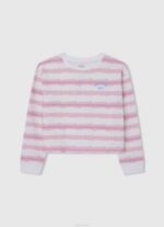Rosa suave suéter con rayas desteñidas Pepe Jeans 06X41409 chica