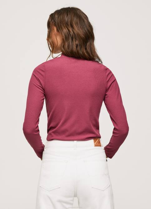 rubor oscuro camiseta de manga larga de canalé Pepe Jeans 06X4393 mujer - Imagen 3