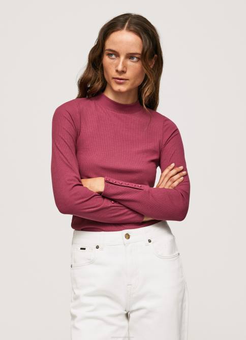 rubor oscuro camiseta de manga larga de canalé Pepe Jeans 06X4393 mujer - Imagen 4