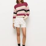 rubor oscuro jersey de rayas con cuello redondo Pepe Jeans 06X4262 mujer