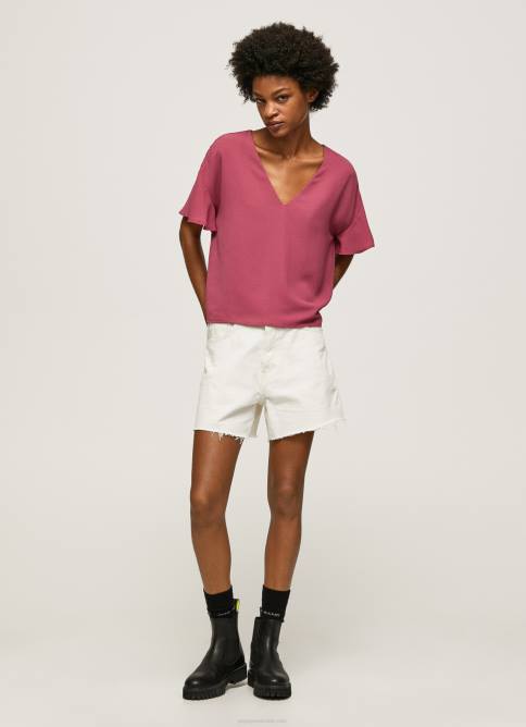 rubor_oscuro_top_de_crepe_con_volantes_en_las_mangas_pepe_jeans_06x4375_mujer.jpg rubor oscuro top de crepé con volantes en las mangas Pepe Jeans 06X4375 mujer - Imagen 1