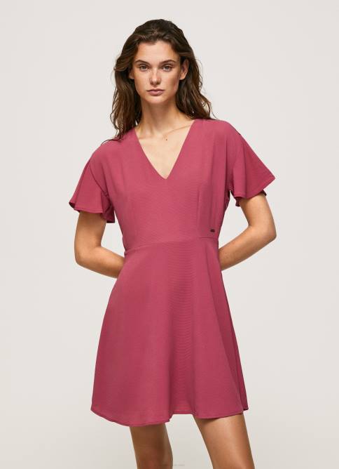 rubor oscuro vestido corto con cuello en v Pepe Jeans 06X4196 mujer - Imagen 2