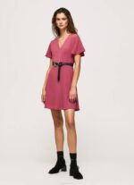 rubor oscuro vestido corto con cuello en v Pepe Jeans 06X4196 mujer