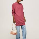 rubor oscuro vestido estilo jersey corto con logo Pepe Jeans 06X4205 mujer