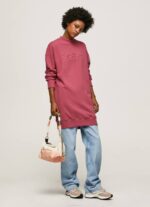 rubor oscuro vestido estilo jersey corto con logo Pepe Jeans 06X4205 mujer
