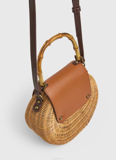 tabaco bolso de mano de mimbre hecho a mano Pepe Jeans 06X4716 mujer - Imagen 3